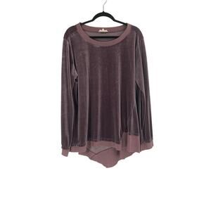 Easel Velvet Asymmetrical Smokey Purple Pullover Casual Women’s Large